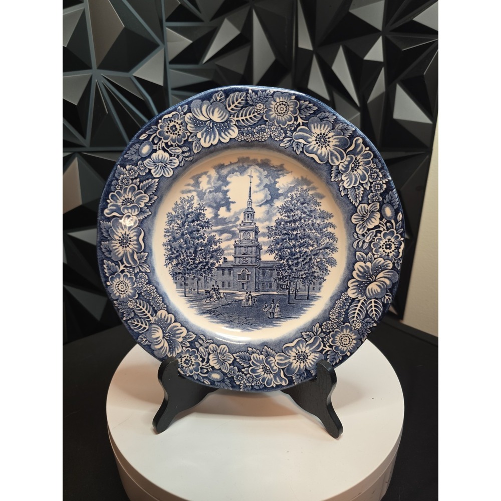 Vintage Liberty Blue Staffordshire China England 10" Dinner  Plate 1970s